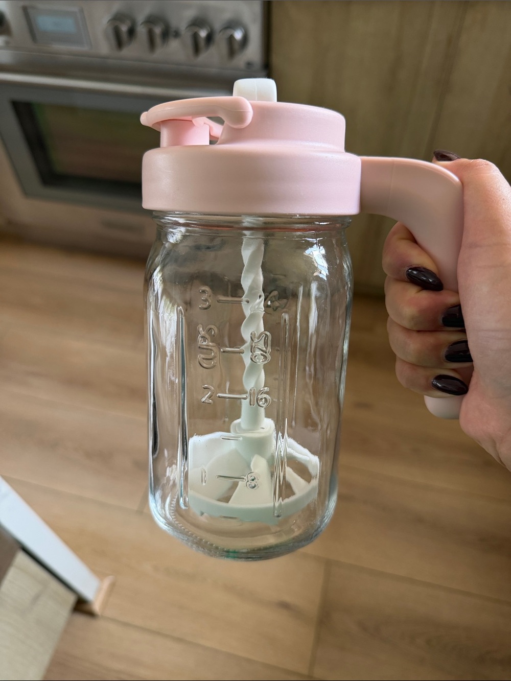 Pink Handled Glass Jar Mixer